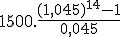 1500.\frac{(1,045)^{14}-1}{0,045}